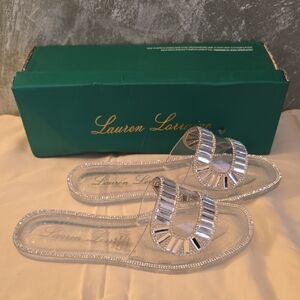 Lauren Lorraine Jane Clear Jelly  Shimmering Silver Sandals Sz 5.5 NIB